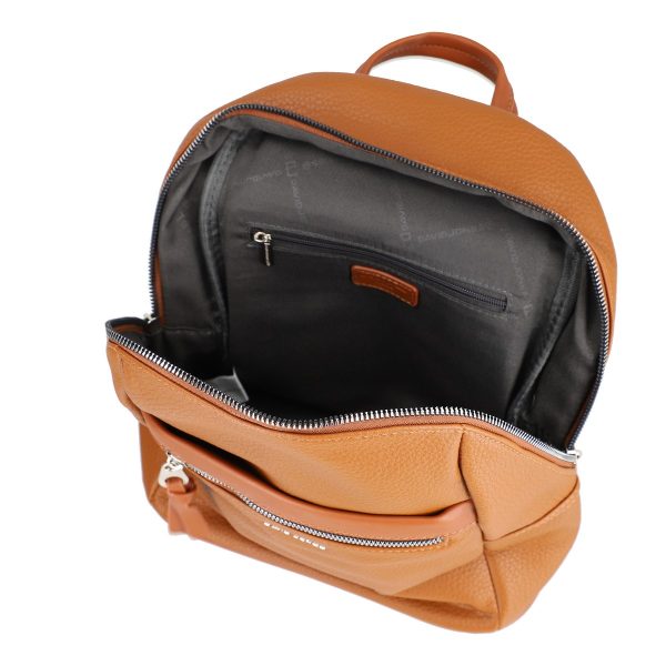 Rucsac damă piele ecologică maro cu buzunar frontal David Jones BS6807RUDJ2208414 142