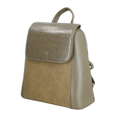 Rucsac damă piele ecologică kaki închidere cu fermoar și capsă magnetică David Jones BS6863RU2209134