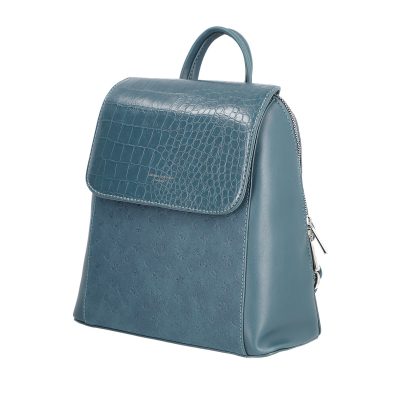 Rucsac damă piele ecologică albastru închidere cu fermoar și capsă magnetică David Jones BS6863RU2209133