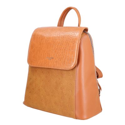 Rucsac damă piele ecologică maro închidere cu fermoar și capsă magnetică David Jones BS6863RU2209131