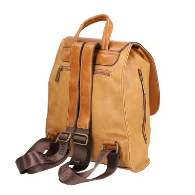 Rucsac damă piele ecologică muștar închidere cu fermoar și capse magnetice David Jones BS6834RU2209138