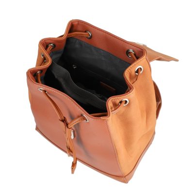 Rucsac damă piele ecologică maro închidere cu șnur David Jones BS6516RUDJ2208403