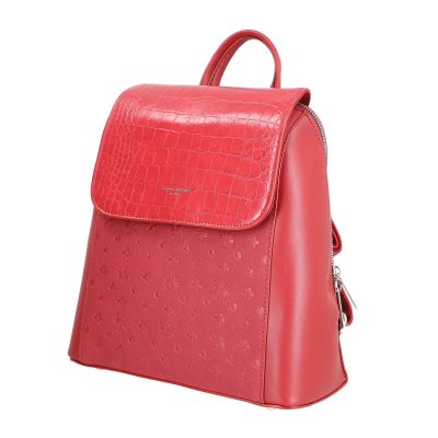 Rucsac damă piele ecologică roșu închidere cu fermoar și capsă magnetică David Jones BS6863RU2209132