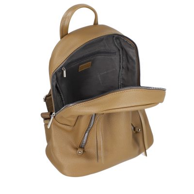 Rucsac damă piele ecologică verde olive cu două buzunare frontale David Jones BS6874RUDJ2208405