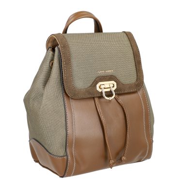 Rucsac femei cu închidere metalică tip sac kaki David Jones BS6841RUDJ2208412