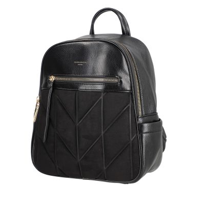 Rucsac femei piele ecologică negru închidere cu fermoar și buzunar frontal David Jones BS6856RU2209140