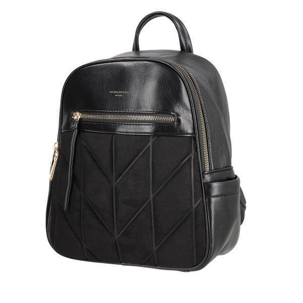 Geanta Neagra - Rucsac femei piele ecologică negru închidere cu fermoar și buzunar frontal David Jones BS6856RU2209140