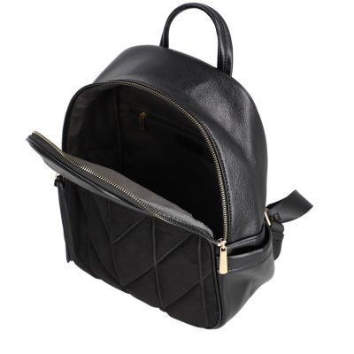 Rucsac femei piele ecologică negru închidere cu fermoar și buzunar frontal David Jones BS6856RU2209140