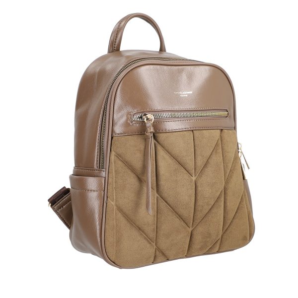 Rucsac femei piele ecologică taupe închidere cu fermoar și buzunar frontal David Jones BS6856RU2209126 142