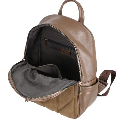 Rucsac femei piele ecologică taupe închidere cu fermoar și buzunar frontal David Jones BS6856RU2209126