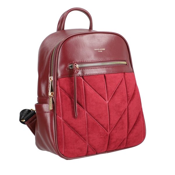 Rucsac Visiniu Dama Piele Eco Inchidere cu Fermoar și Buzunar Frontal - David Jones BS6856RU2209127 142