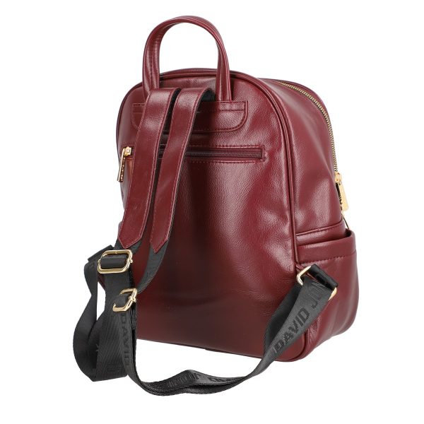 Rucsac Visiniu Dama Piele Eco Inchidere cu Fermoar și Buzunar Frontal - David Jones BS6856RU2209127 143