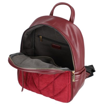 Rucsac femei piele ecologică vișiniu închidere cu fermoar și buzunar frontal David Jones BS6856RU2209127