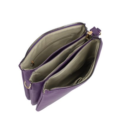 Poșetă damă casual cu lanț violet cu trei compartimente Flora&CO BS1028FS2209021