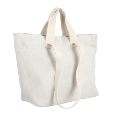 Geanta dama Shopper din piele naturala intoarsa bej de umar Laura Biaggi BS54124SH2301002