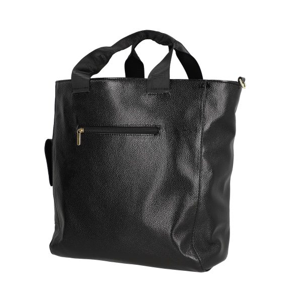 Geanta dama shopper piele eco negru cu buzunar frontal si bretea de umar Laura Biaggi BS632V2301037 142