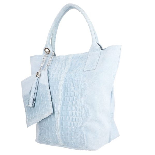 Geanta Albastra Piele Naturala Shopper, Breloc cu Buzunar - Laura Biaggi BS0201SH2301008 144