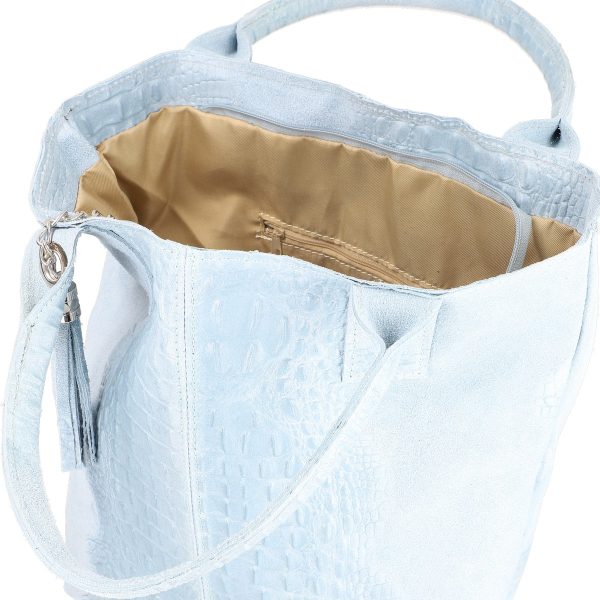 Geanta Albastra Piele Naturala Shopper, Breloc cu Buzunar - Laura Biaggi BS0201SH2301008 146