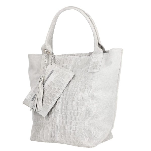 Geanta Gri Piele Naturala Shopper, Breloc cu Buzunar - Laura Biaggi BS0201SH2301006 142