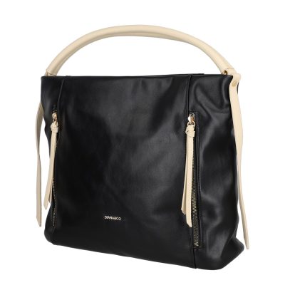 Geanta femei shopper piele ecologica negru cu doua compartimente DianaCO BS3314SH2301178