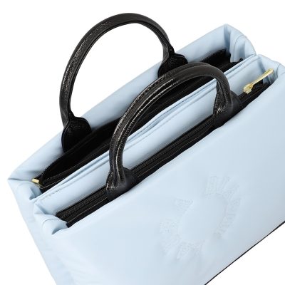 Geanta Shopper pentru femei din piele eco albastru deschis cu doua compartimente Laura Biaggi BS1220G2301027