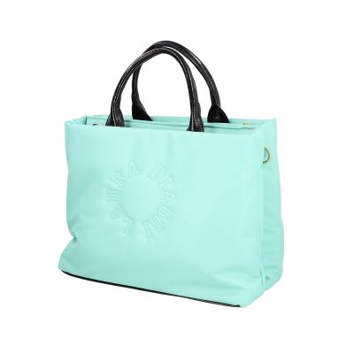 Geanta Shopper pentru femei din piele eco verde deschis cu doua compartimente Laura Biaggi BS1220G2301026