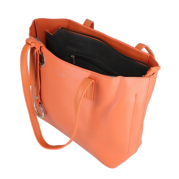 Geanta shopper piele eco rosu caramiziu de umar cu un compartiment David Jones BS6641CA2301149 143