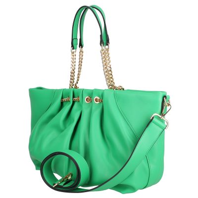 Geanta shopper piele eco verde cu doua compartimente maner lant Alex Max BS1303SH2301103