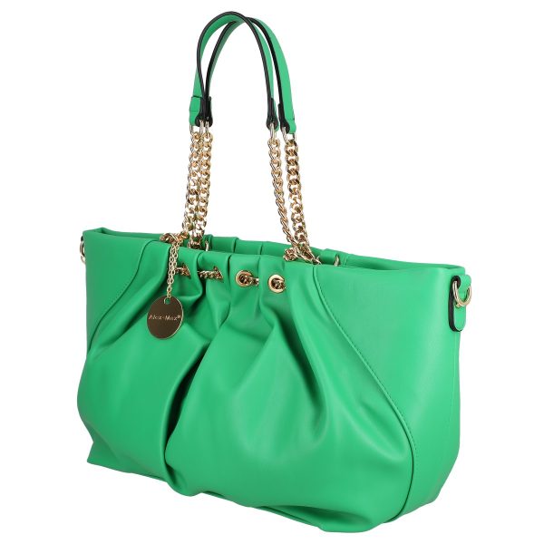 Geanta shopper piele eco verde cu doua compartimente maner lant Alex Max BS1303SH2301103 142