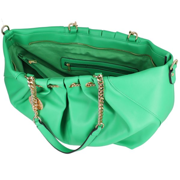 Geanta shopper piele eco verde cu doua compartimente maner lant Alex Max BS1303SH2301103 143