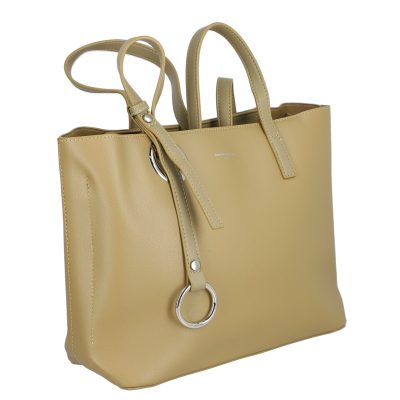 Geanta shopper piele eco verde olive de umar cu un compartiment David Jones BS6641CA2301147