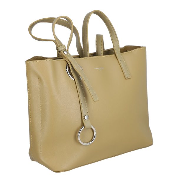 Geanta de Mana - Geanta shopper piele eco verde olive de umar cu un compartiment David Jones BS6641CA2301147