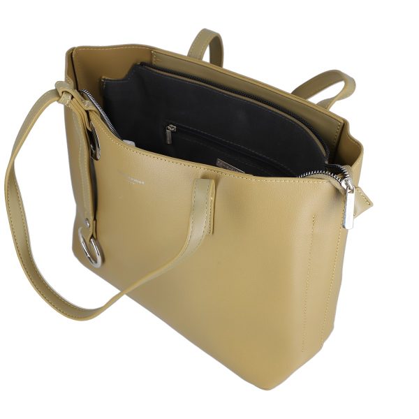 Geanta shopper piele eco verde olive de umar cu un compartiment David Jones BS6641CA2301147 143