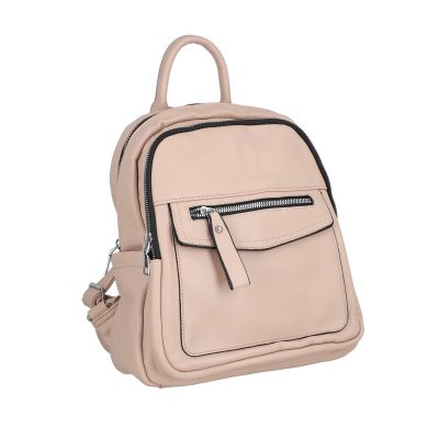 Rucsac piele ecologica bej cu buzunar frontal The Grace Bags BS2246RU2301185