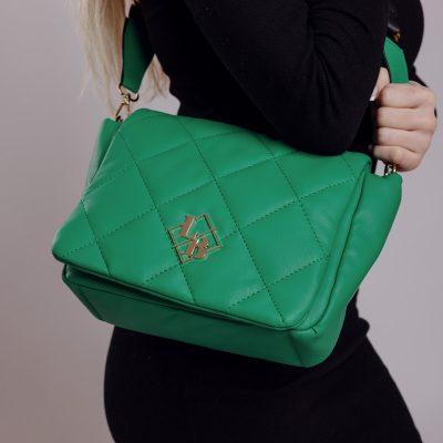 Geanta casual din piele eco matlasat verde cu un compartiment Laura Biaggi BS1137CA2301261