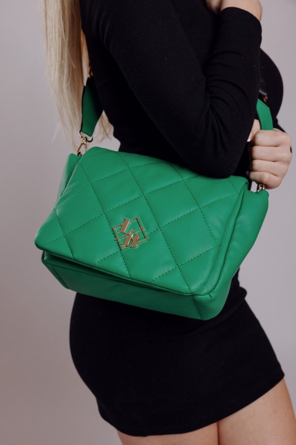 Geanta casual din piele eco matlasat verde cu un compartiment Laura Biaggi BS1137CA2301261 141