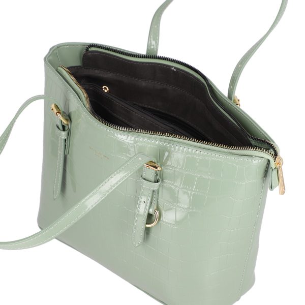 Geanta casual piele ecologica texturata verde cu maner David Jones BS6916CA2301139 143