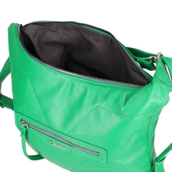 Geanta casual tip rucsac piele ecologică verde David Jones BS6927CA2301141 143