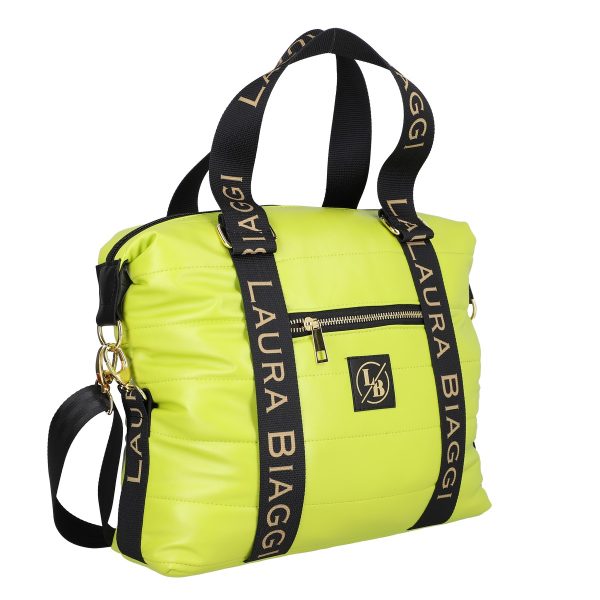 Geanta dama shopper piele ecologică verde lemon Laura Biaggi BS85CA2301262 142