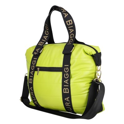 Geanta dama shopper piele ecologică verde lemon Laura Biaggi BS85CA2301262