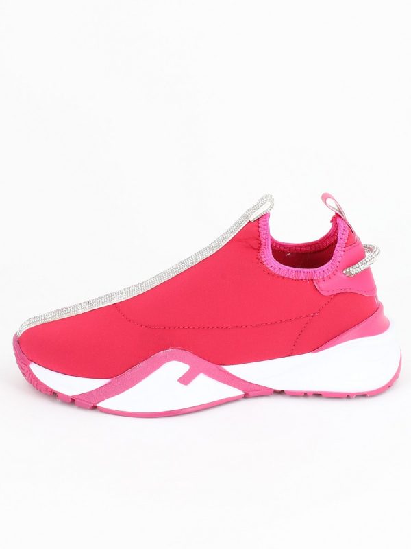 Incaltaminte Dama - Pantofi sport material textil fuchsia cu elemente design banda cu pietricele BS043PSRO2301520