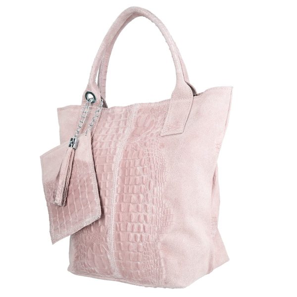 Geanta Dama de Piele Naturala Shopper Roz, Breloc cu Buzunar - Laura Biaggi BS0201SH2303023 141