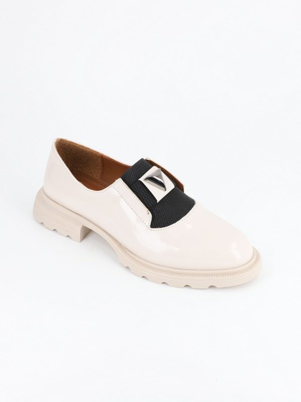 Loafers Femei Piele Eco Bej, Varf Rotund - BS801PC2302209 142