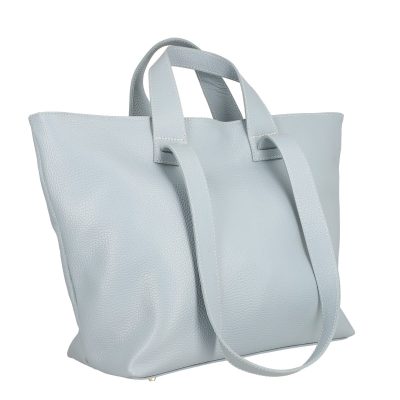 Geanta dama Shopper din piele naturala texturata albastra de umar Laura Biaggi BS54124SH2303055