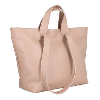 Geanta dama Shopper din piele naturala texturata roz pudra de umar Laura Biaggi BS54124SH2303057