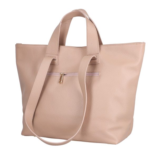 Geanta dama Shopper din piele naturala texturata roz pudra de umar Laura Biaggi BS54124SH2303057 142