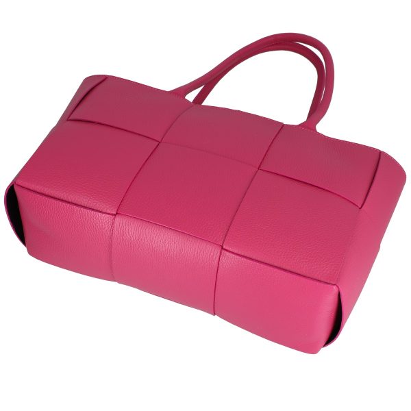 Geantă din piele naturală office roz fuchsia întrețesută cu buzunare interioare Laura Biaggi BS04270OF2303050 142