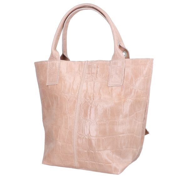 Geanta de Piele Naturala Dama Texturata Shopper Roz, Breloc cu Buzunar - Laura Biaggi BS0201SH2303029 143