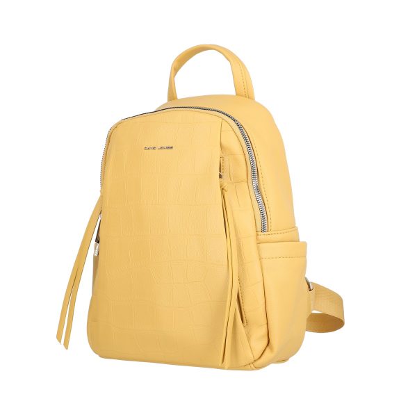 Geanta Galbena - Rucsac Dama Galben din Piele Ecologica cu Buzunare Laterale - David Jones BS6929RU2301154