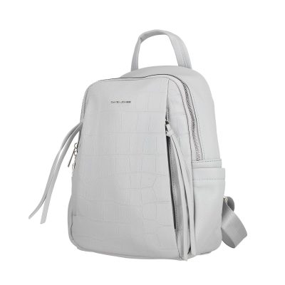 Rucsac dama piele ecologica gri cu buzunare laterale David Jones BS6929RU2301155